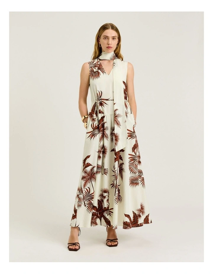 Terracotta Palm Print Maxi Dress image 1