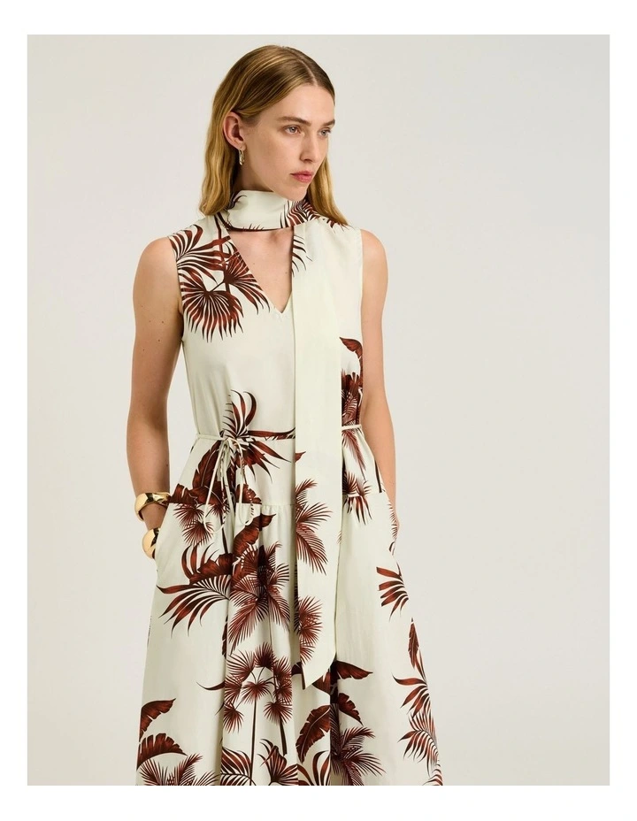 Terracotta Palm Print Maxi Dress image 3