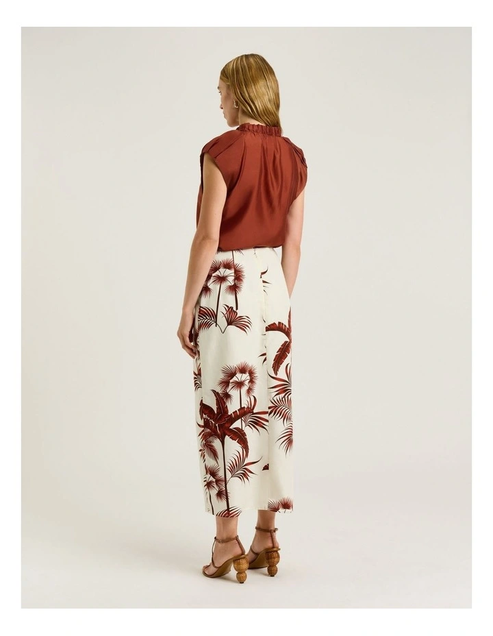 Terracotta Palm Print Wrap Skirt in Orange image 2