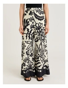 EBONY FILIGREE BORDER WIDE LEG PANT