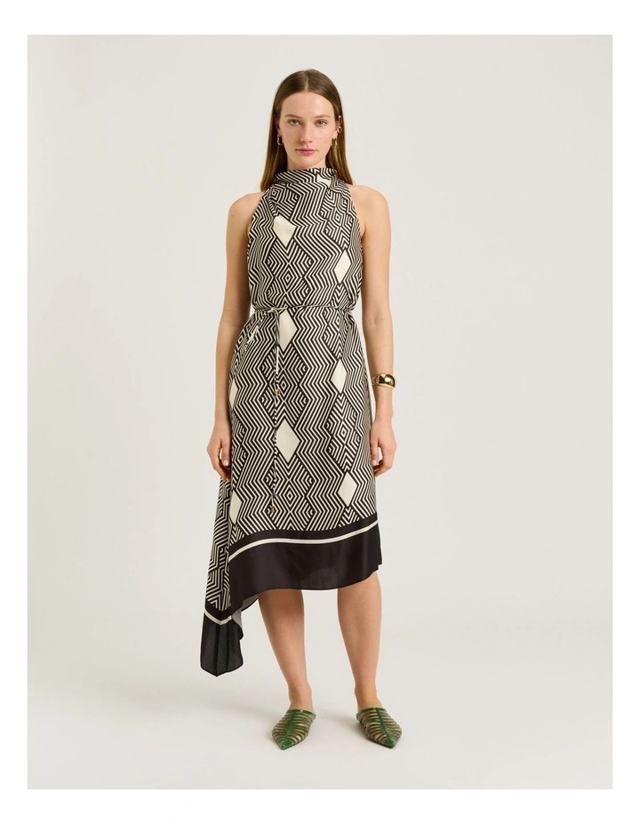 Geo Tile Border Asymmetric Dress image 1