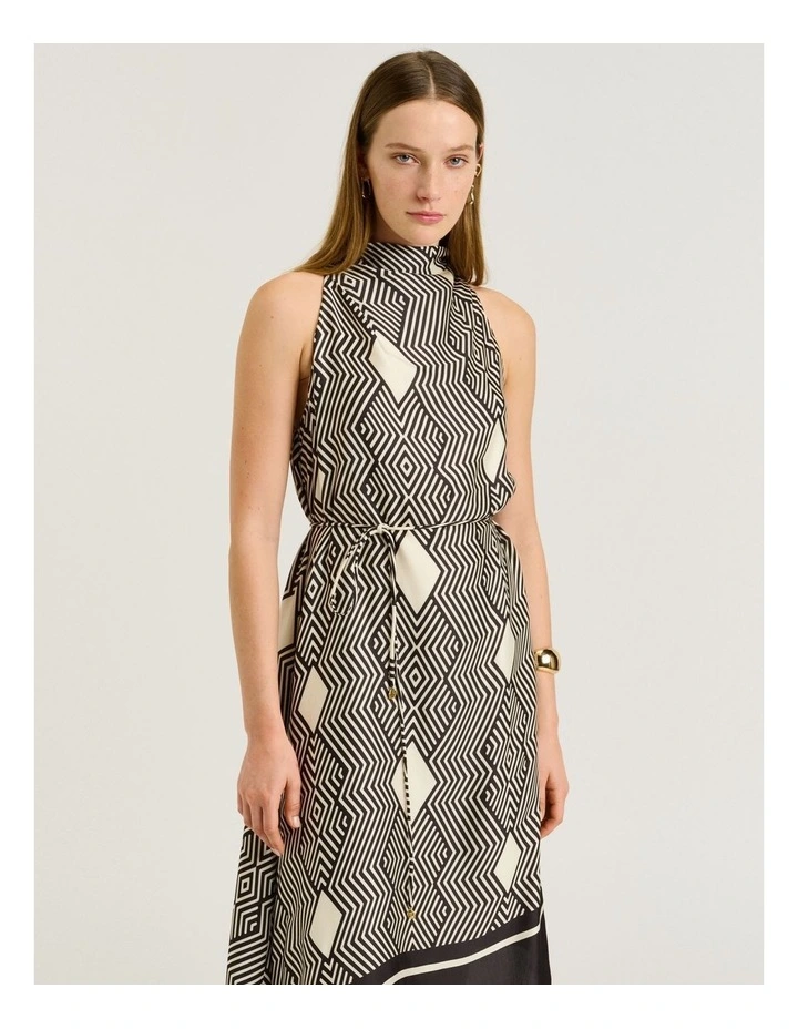 Geo Tile Border Asymmetric Dress image 3