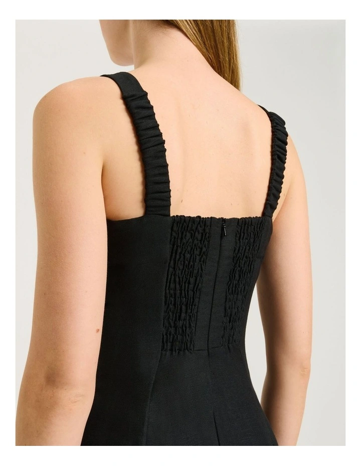 Filigree Foliage Embroidered Midi Dress in Black image 5