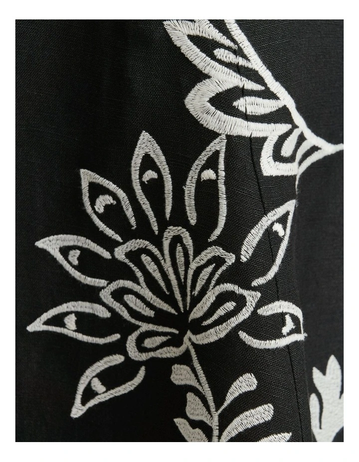 Filigree Foliage Embroidered Midi Dress in Black image 6