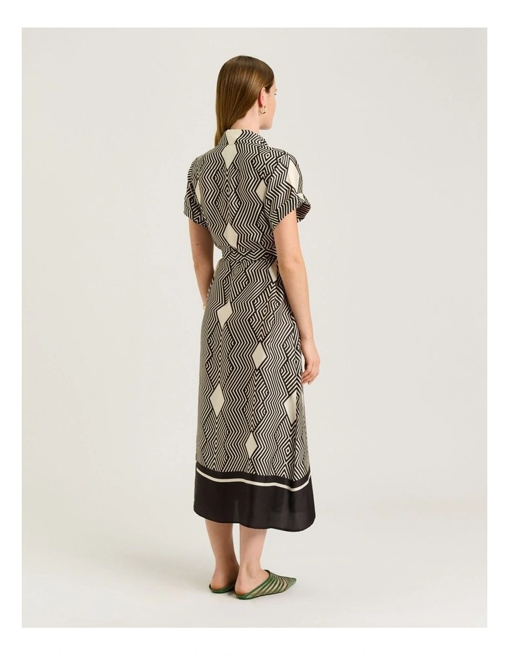 Geo Tile Border Shirtdress in Multi image 2