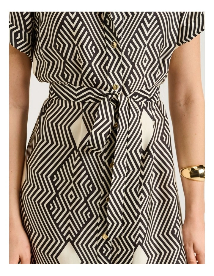 Geo Tile Border Shirtdress in Multi image 4