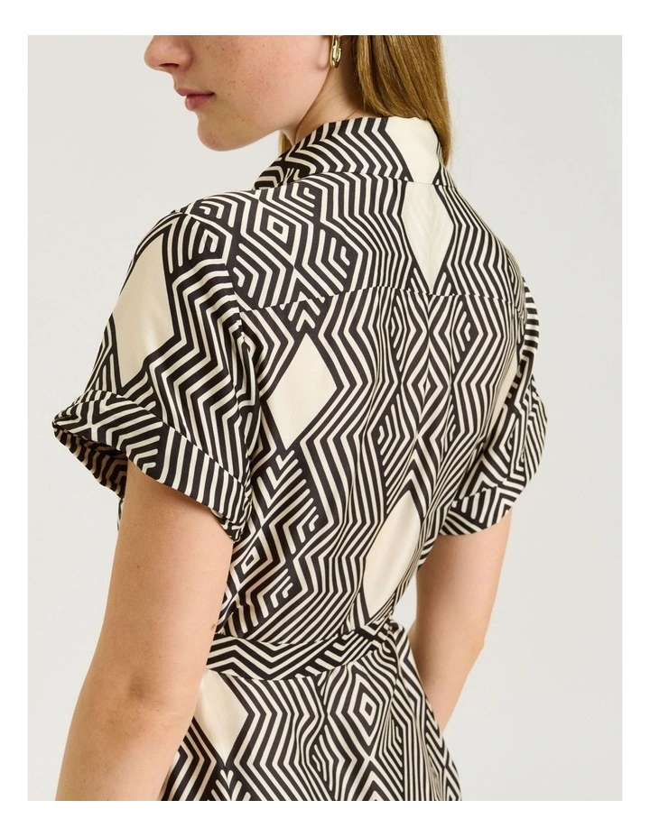 Geo Tile Border Shirtdress in Multi image 5