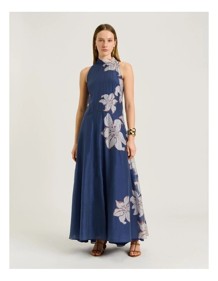 CHAMBRAY LILY HALTER MAXI DRESS image 1