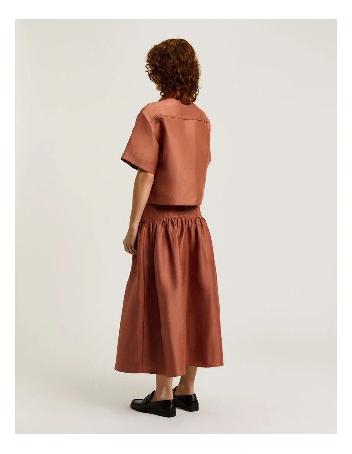 Linen Viscose Blend Shirt in Brown image 2