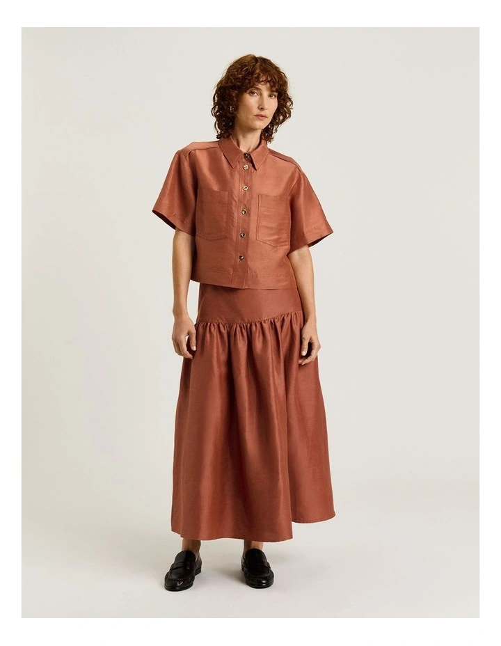 Linen Viscose Blend Shirt in Brown image 4