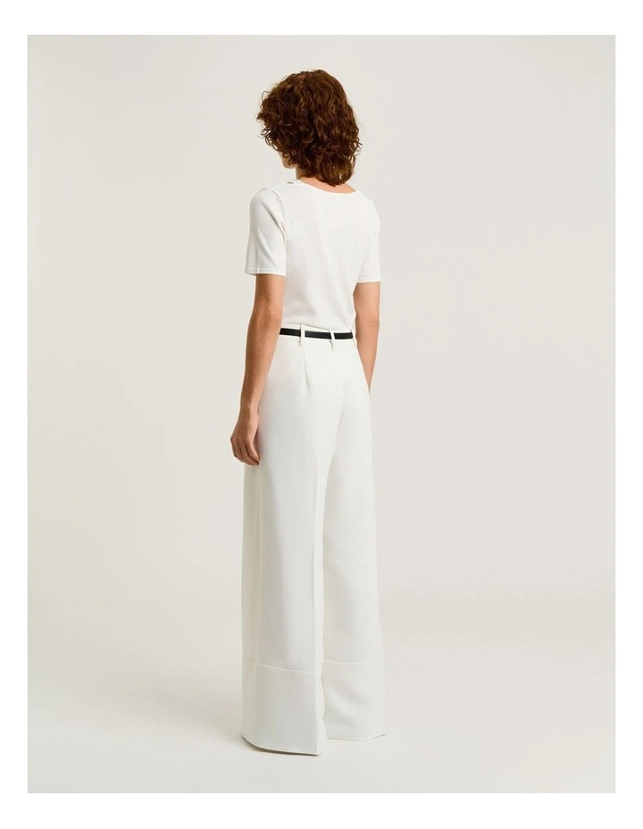 Embroidered Monogram Knit Tee in Cream image 2