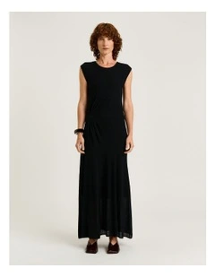Twist Front Knit Dress in Black
