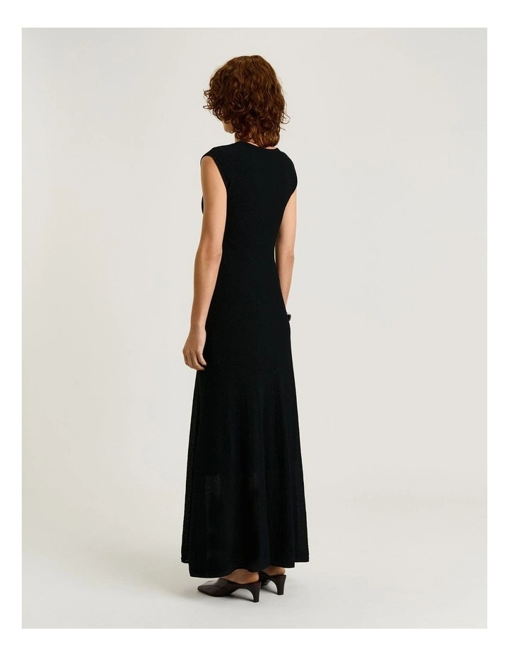 Twist Front Knit Dress in Black image 2