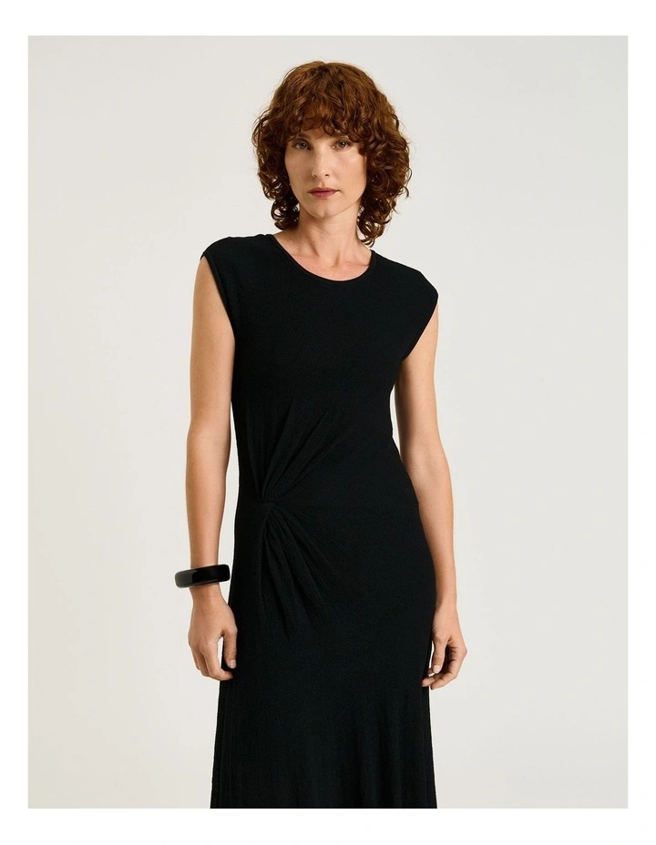 Twist Front Knit Dress in Black image 3