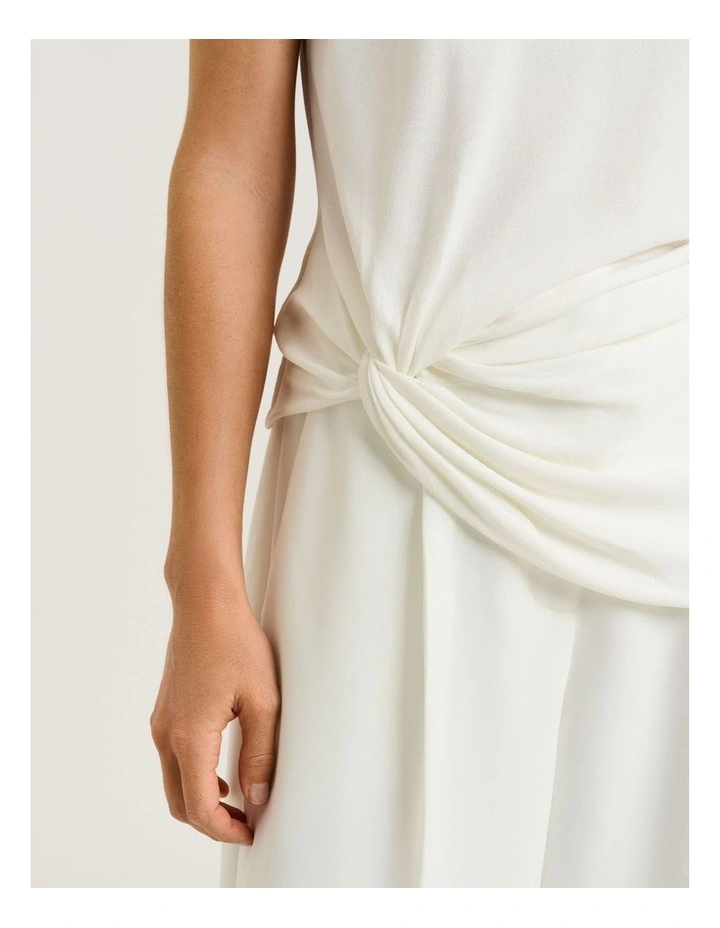 Twist Front Knit Top in White image 3