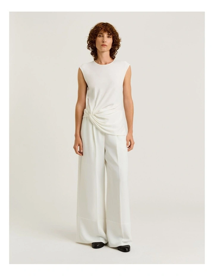 Twist Front Knit Top in White image 4