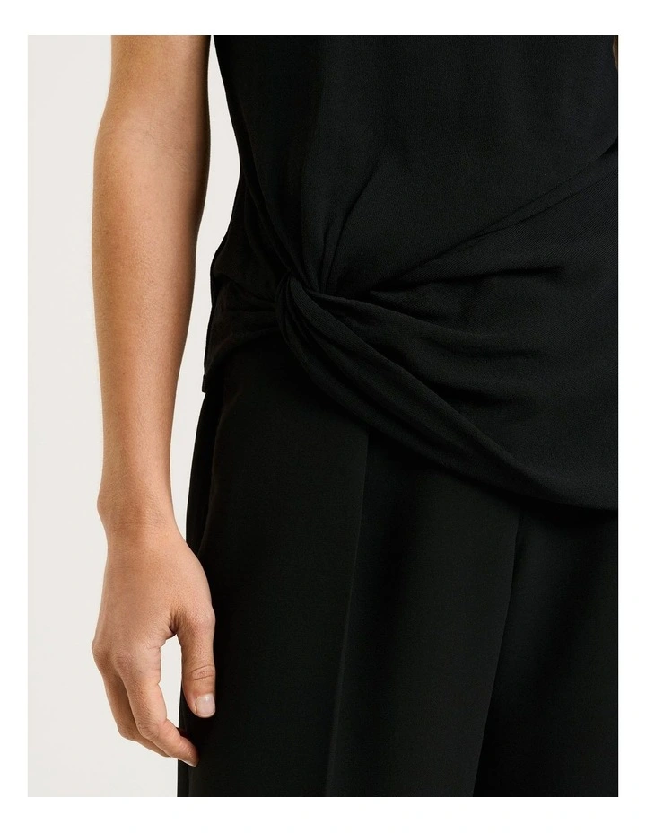 Twist Front Knit Top in Black image 3