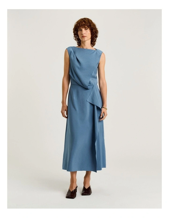 Drapey Modal Draped Front Midi Dress image 1