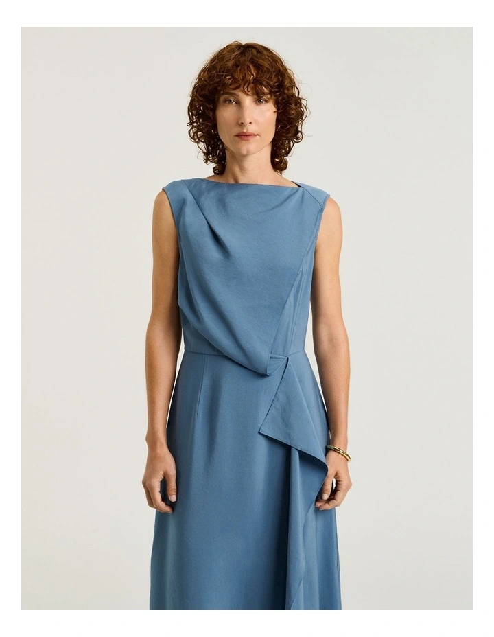 Drapey Modal Draped Front Midi Dress image 3