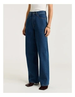 COTTON DENIM RELAXED LEG JEAN