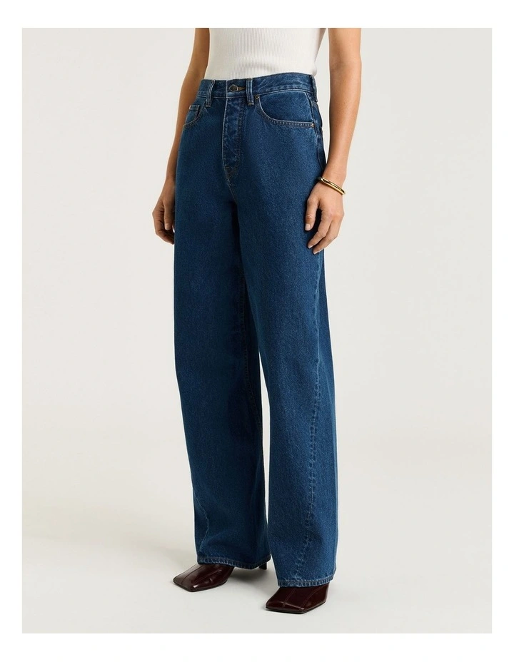 COTTON DENIM RELAXED LEG JEAN image 1