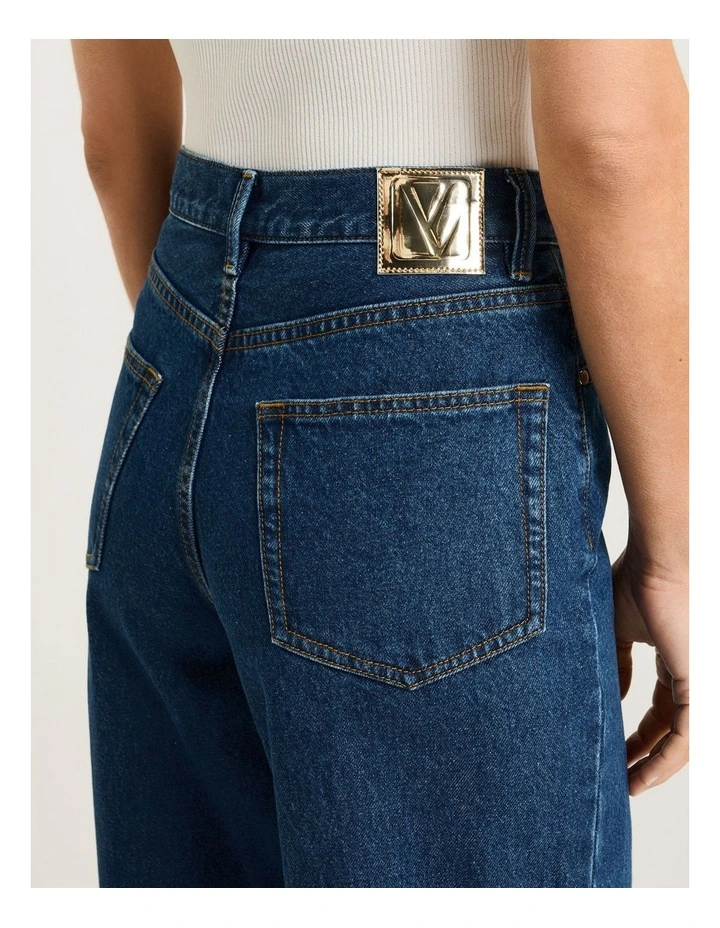 COTTON DENIM RELAXED LEG JEAN image 3