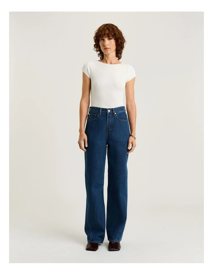 COTTON DENIM RELAXED LEG JEAN image 4