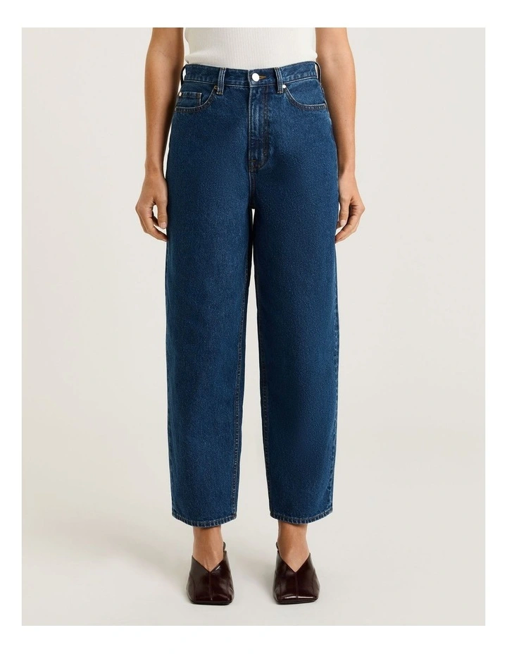 COTTON DENIM CROPPED TAPERED LEG JEAN image 1