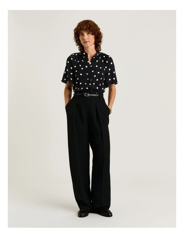 Painterly Spot Satin Blouse in Black image 5