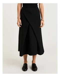 Double Weave Folded Pleat Waist Skirt