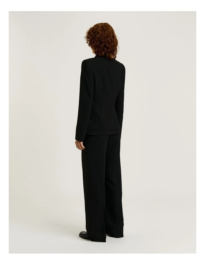 Double Weave Single Breasted Blazer in Black image 2