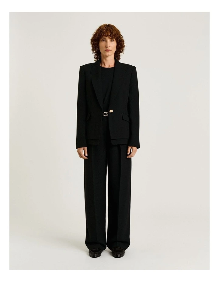 Double Weave Single Breasted Blazer in Black image 4