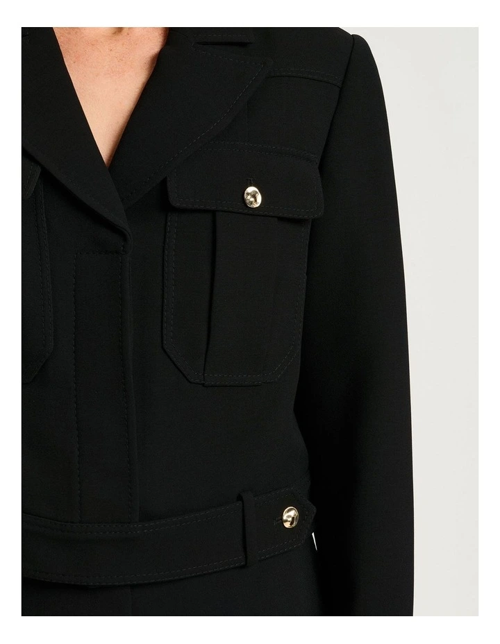 Double Weave Cropped Jacket in Black image 3