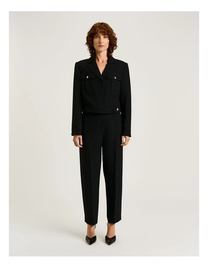 Double Weave Cropped Jacket in Black image 4