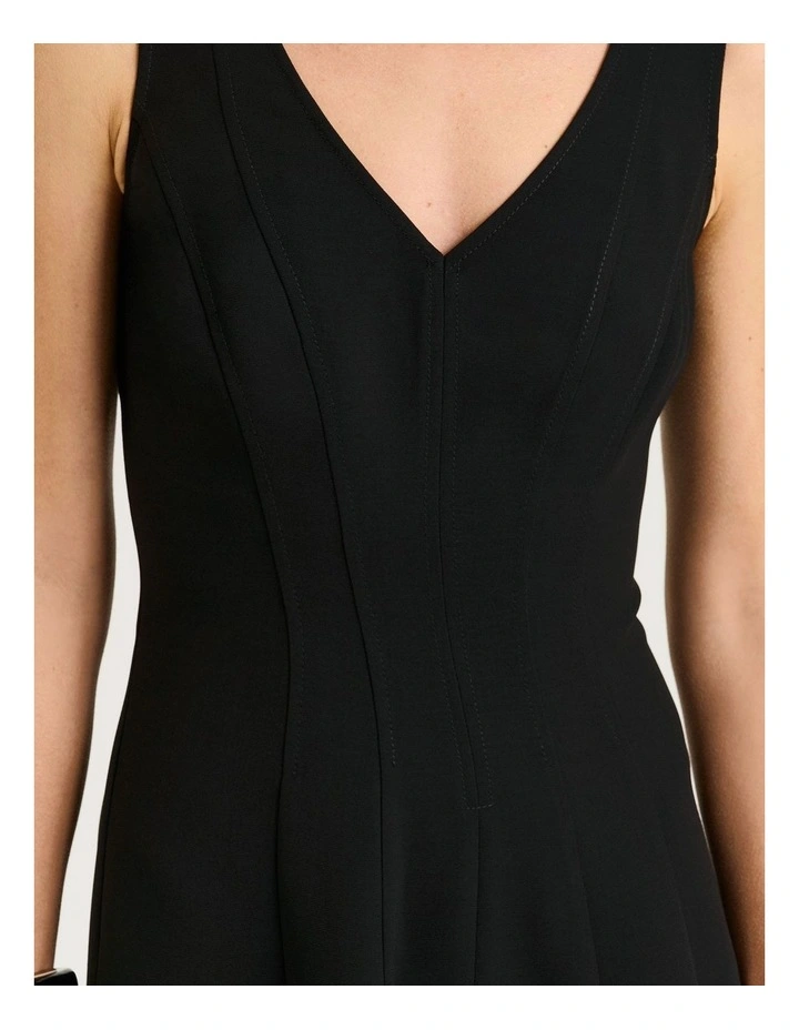 Double Weave Panelled Midi Dress in Black image 4