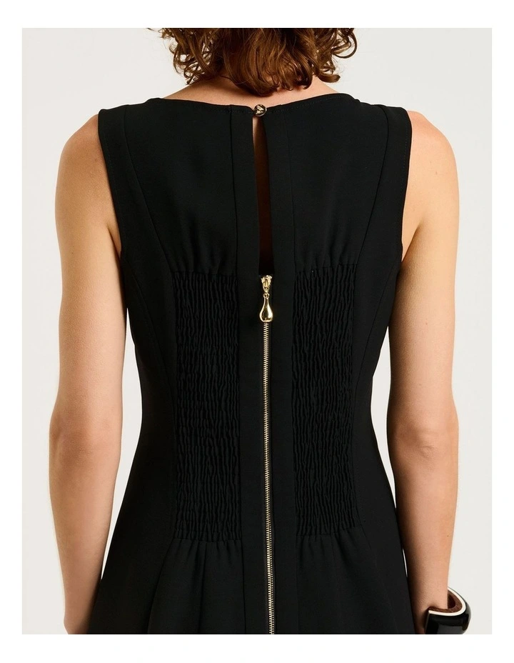 Double Weave Panelled Midi Dress in Black image 5
