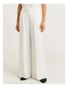 Double Weave Wide Leg Pant in White