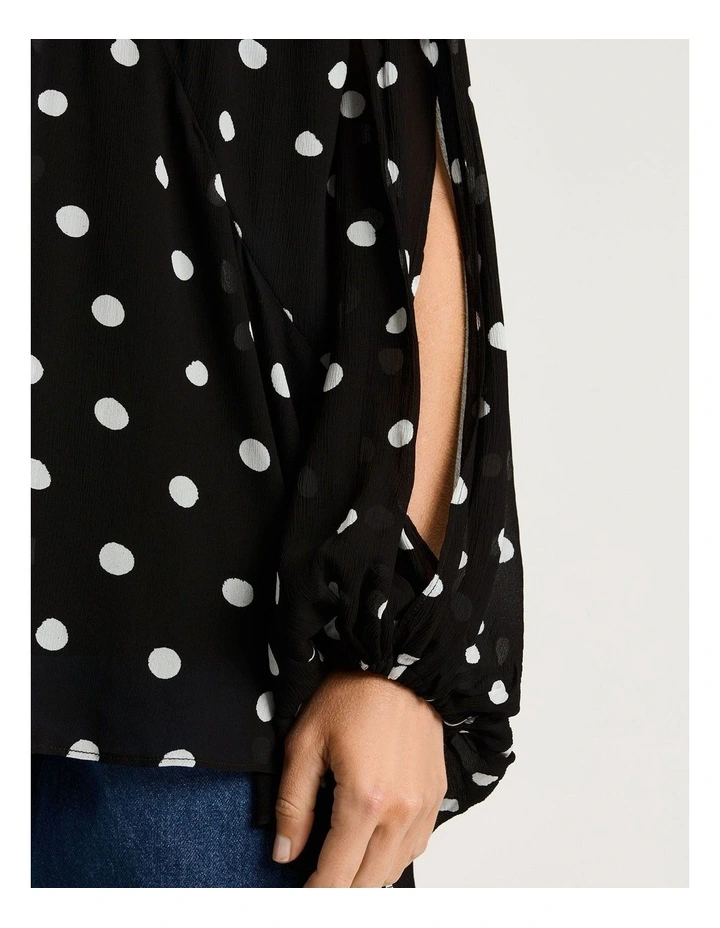 Spot Painterly Georgette Blouse in Black image 3