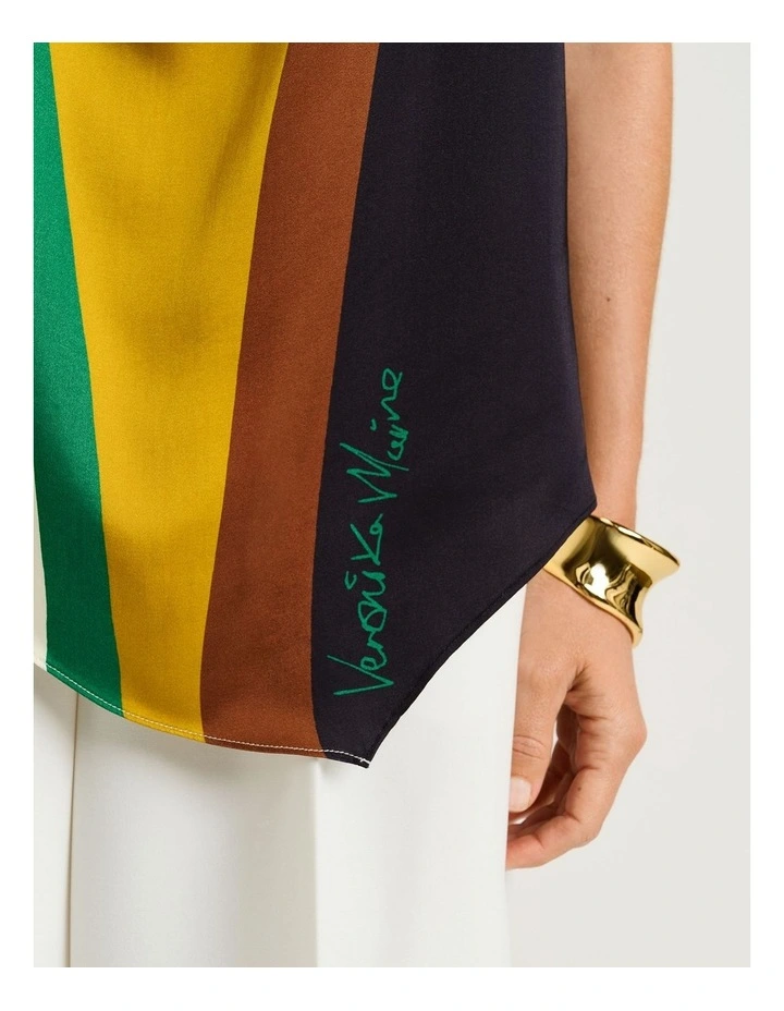 Blown Up Floral Satin Halter Top in Multi image 4