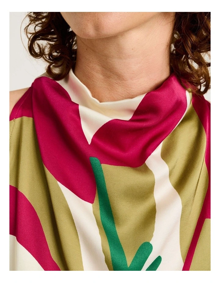 Blown Up Floral Satin Column Maxi Dress in Multi image 4