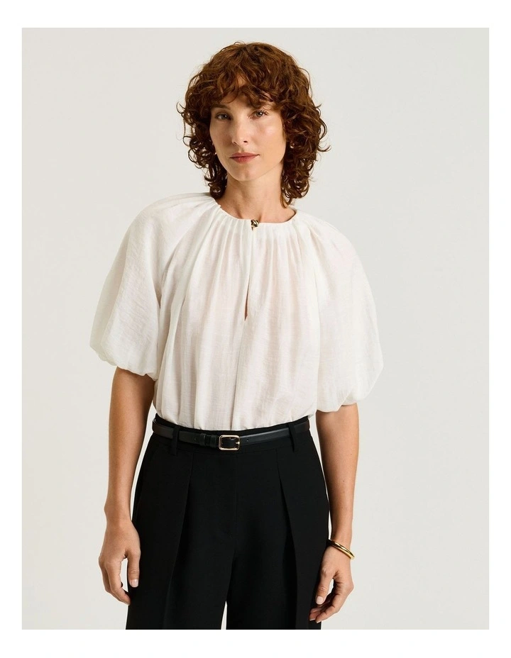 Textured Viscose Tuck Neck Top image 1