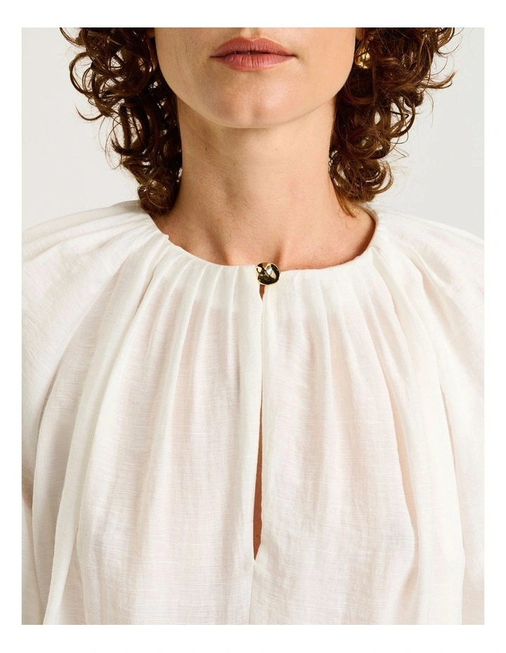 Textured Viscose Tuck Neck Top image 3