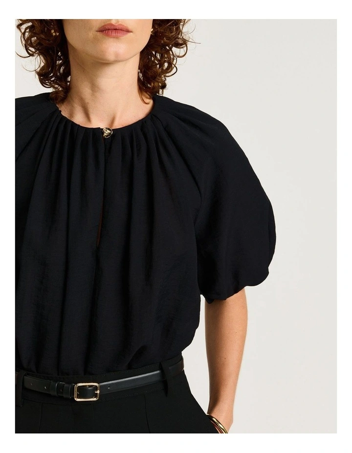 Textured Viscose Tuck Neck Top image 3