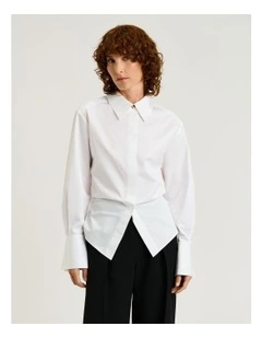 Cotton Sateen Cocoon Back Shirt