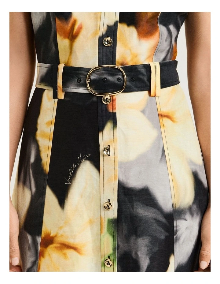 Botanical Floral Midi Dress in Black image 4