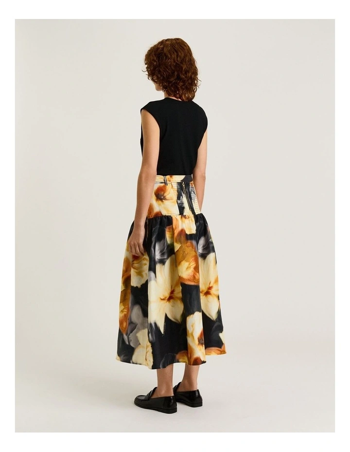 BOTANICAL FLORAL GATHERED MIDI SKIRT image 2