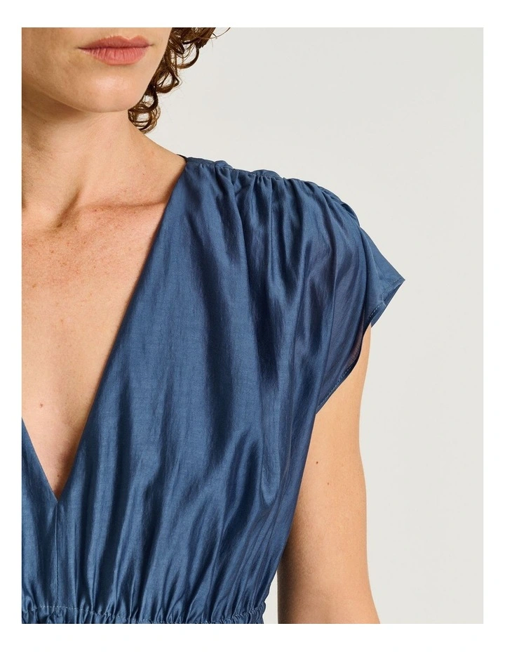 DRAWSTRING WAIST MIDI DRESS image 4