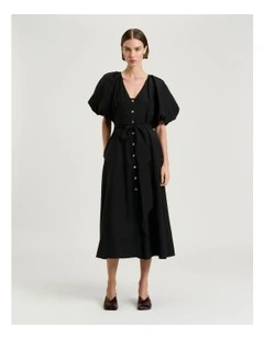 BLOUSON SLEEVE MIDI SHIRTDRESS