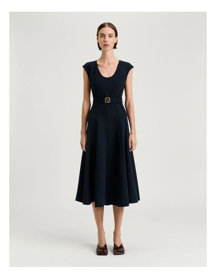 DOUBLE WEAVE SCOOP NECK MIDI DRESS image 1