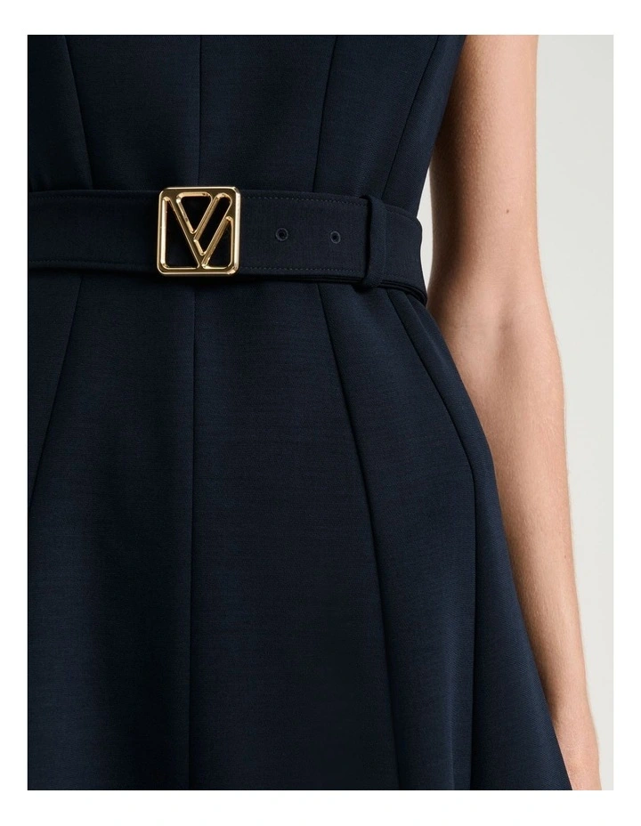 DOUBLE WEAVE SCOOP NECK MIDI DRESS image 3